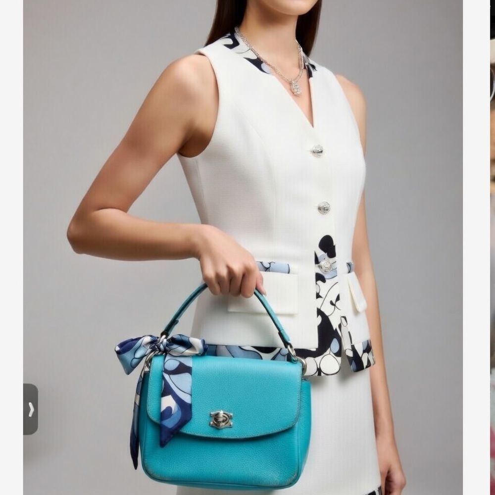 HOST PICK Coach Mint Green Leather Shoulder Bag with Scarf Accent